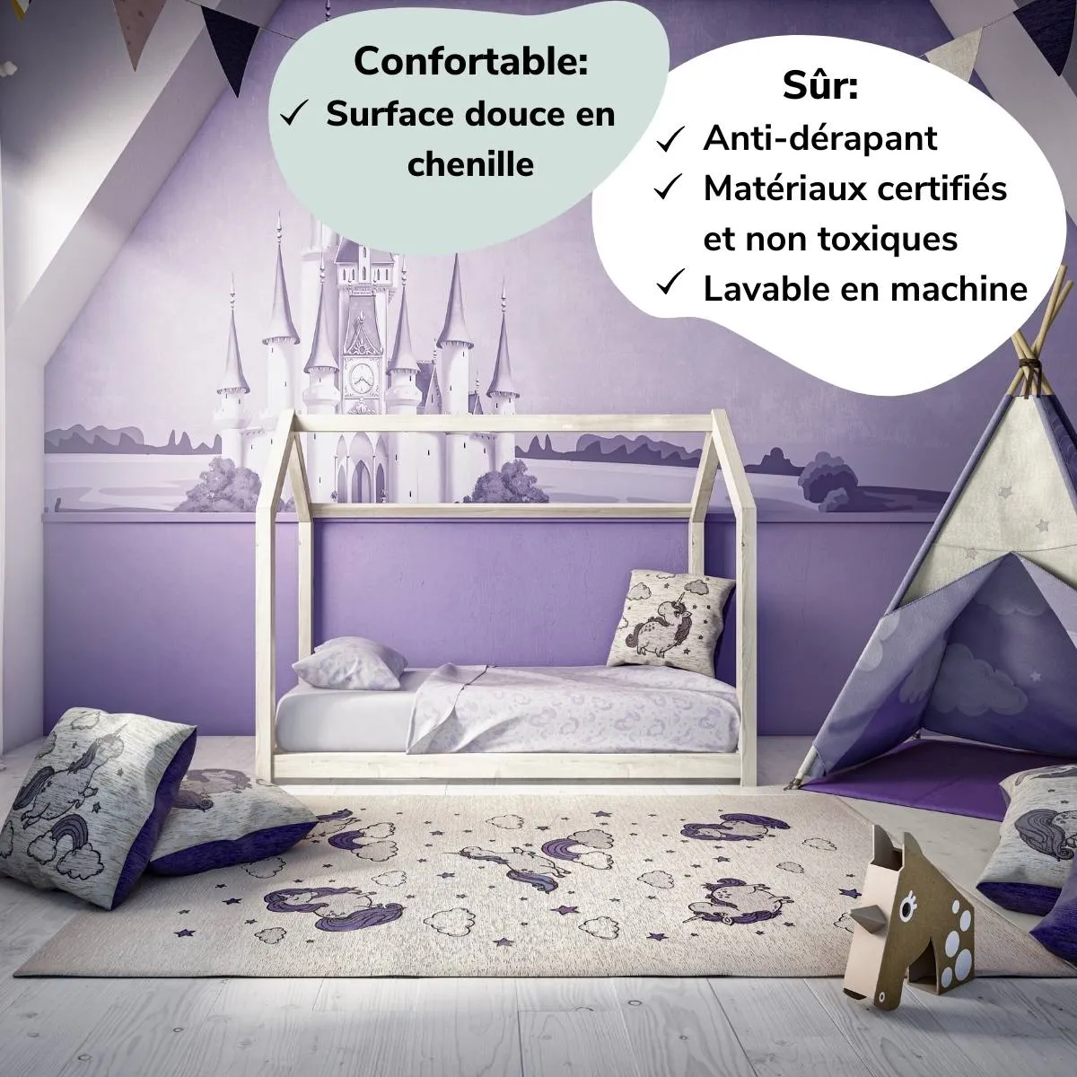 Tapis Chambre Enfants et Bébés Licorne