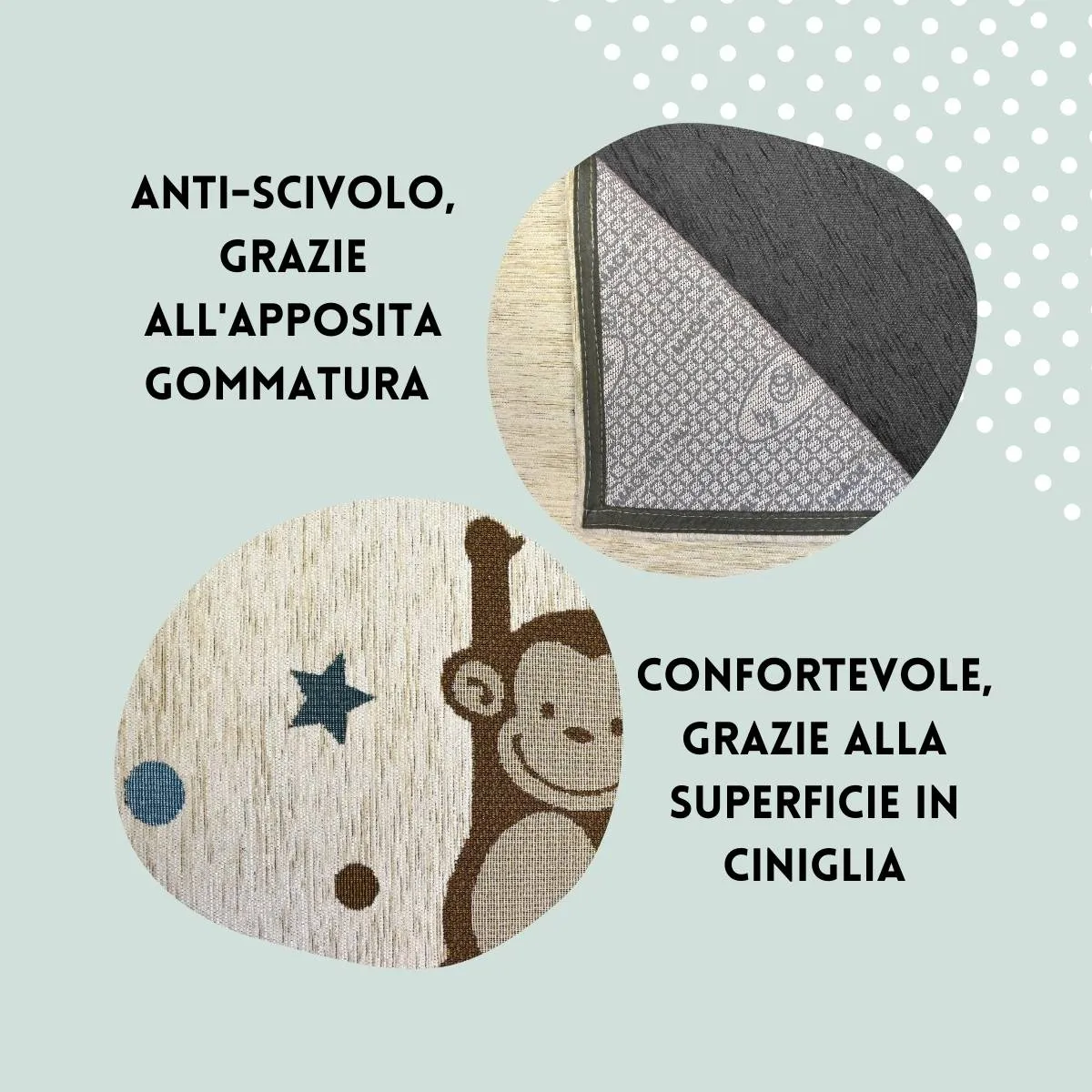 Tappeto d'arredo cameretta bambino scimmia