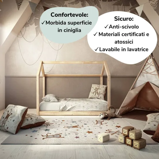 Tappeto d'arredo cameretta bambino scimmia