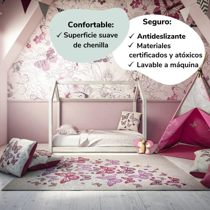 Tappeto d'arredo cameretta bambino farfalla