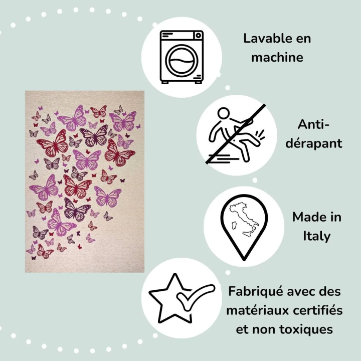 Tappeto d'arredo cameretta bambino farfalla