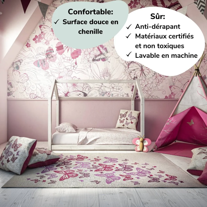 Tappeto d'arredo cameretta bambino farfalla