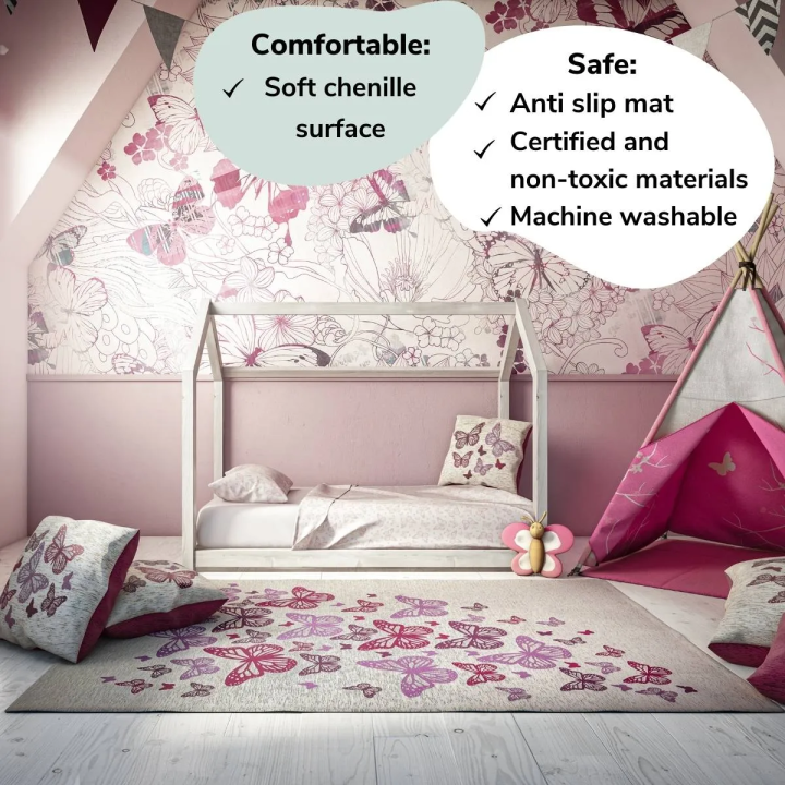 Tappeto d'arredo cameretta bambino farfalla