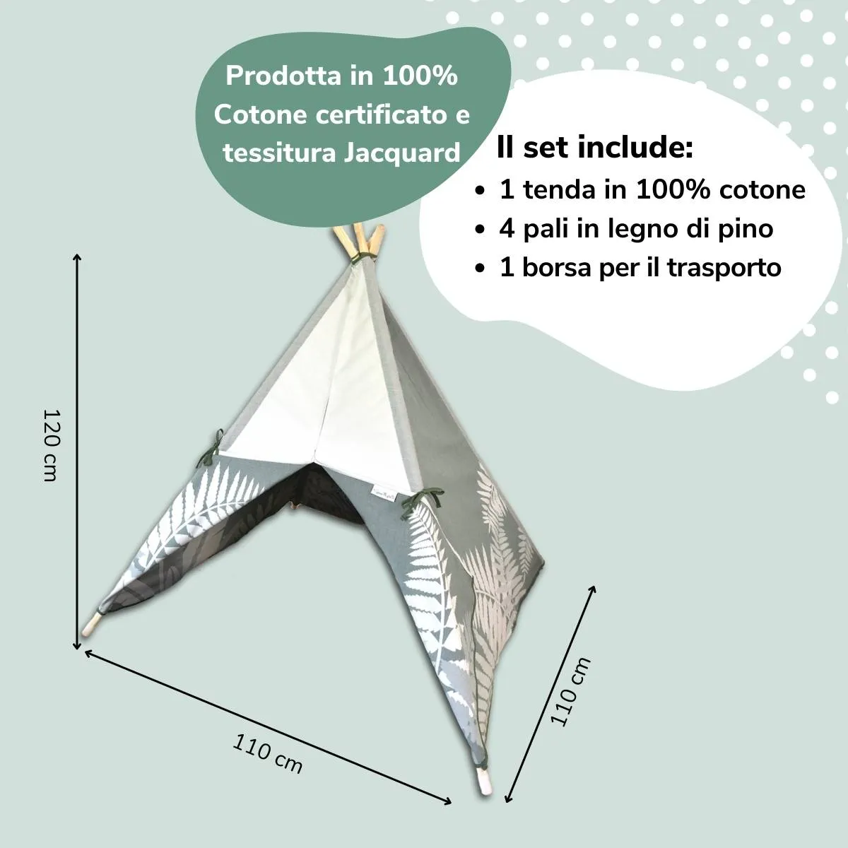 Tenda Tipi nero per bambini, teepee Honey 