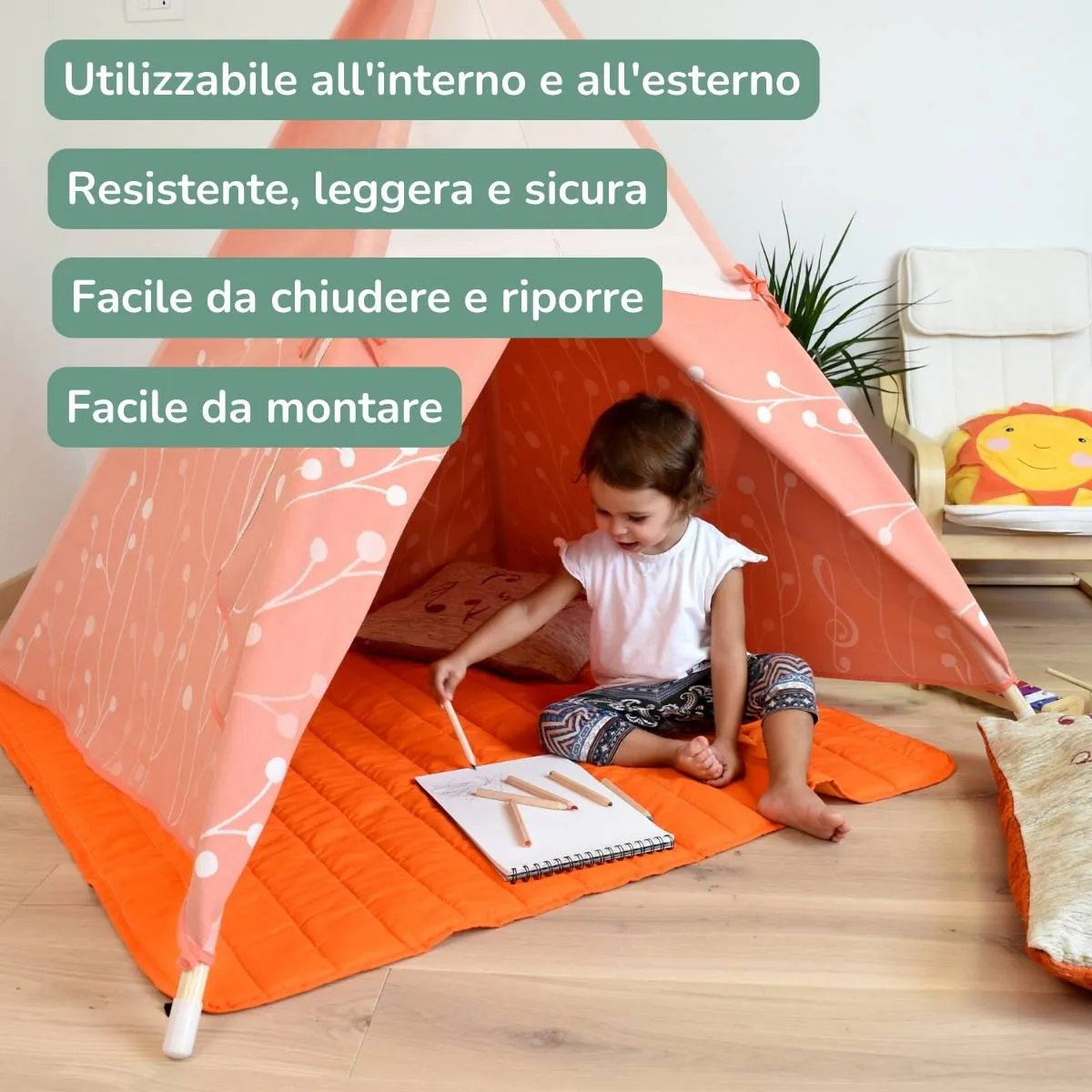 Tenda gioco indiano Teepee per bambini