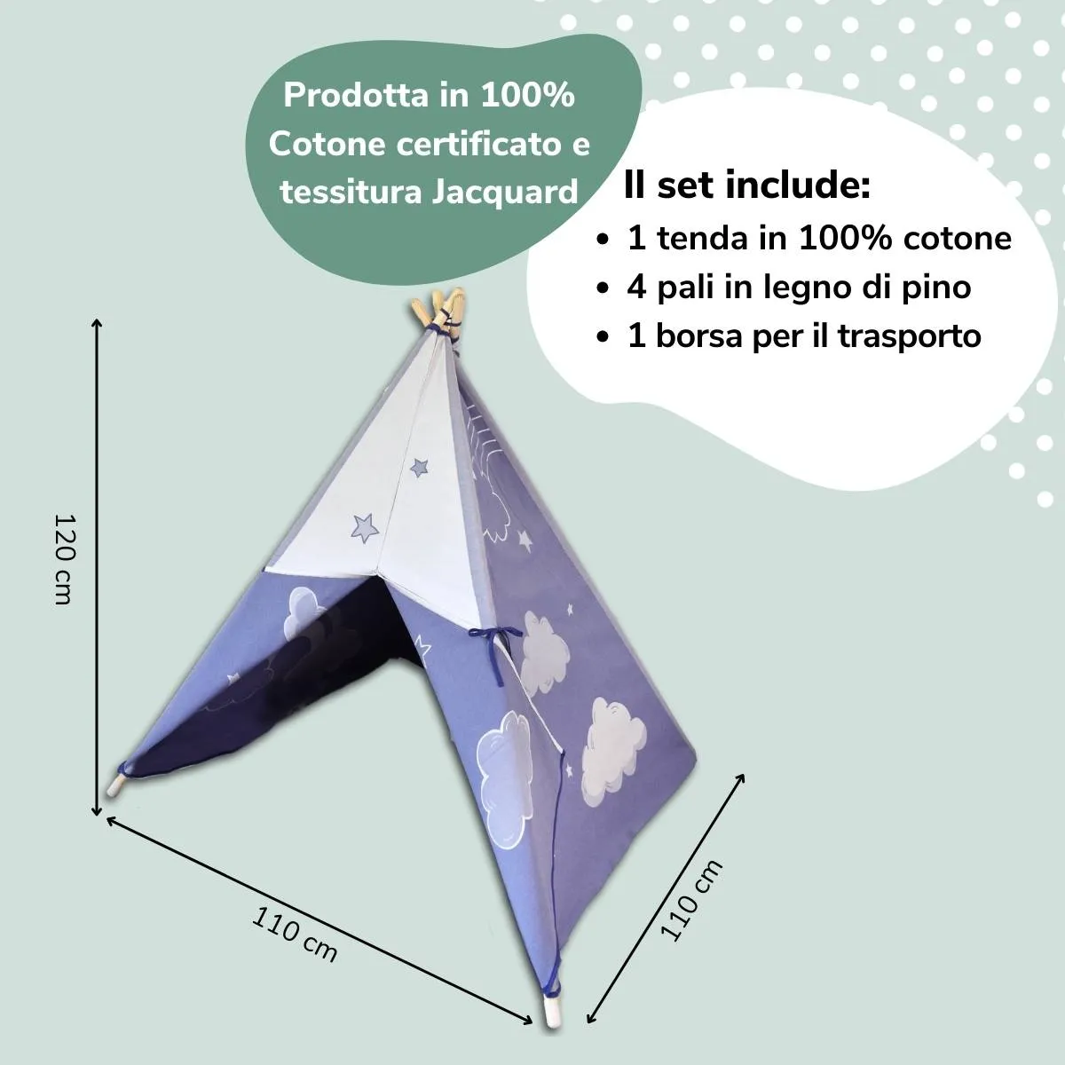 Tenda gioco indiano Teepee per bambini