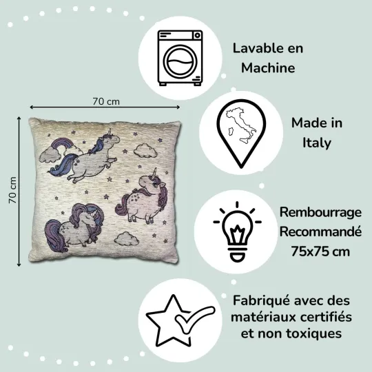 Housse de Coussin Pouf CHAMBRE D’ENFANT  licorne