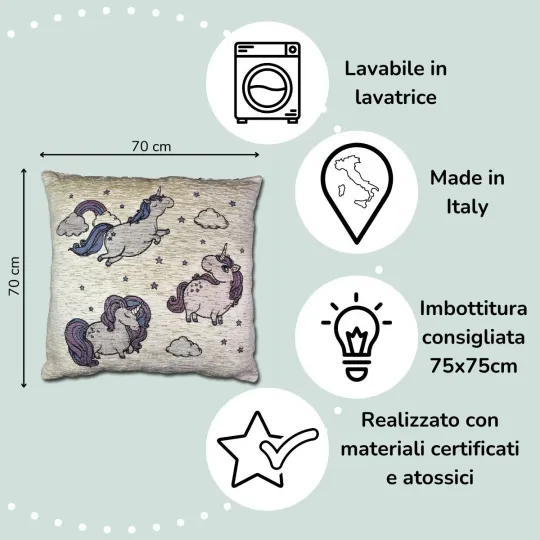 Copri Cuscino Pouf cameretta bambino unicorno