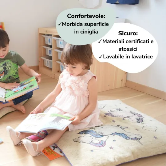 Copri Cuscino Pouf cameretta bambino unicorno