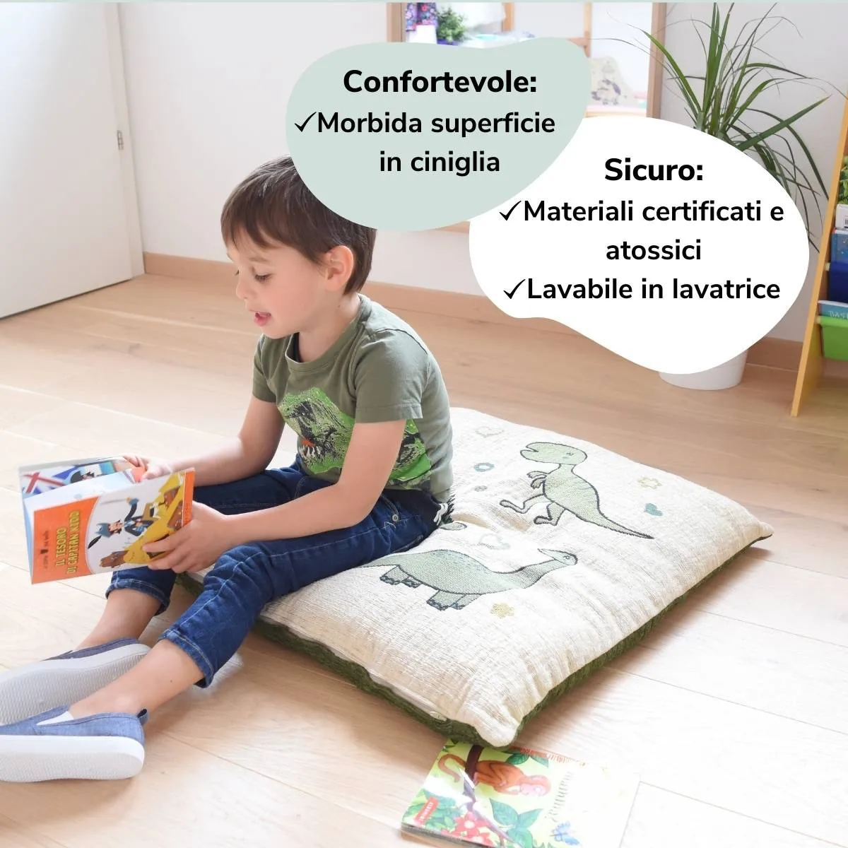 Copri Cuscino Pouf cameretta bambino dinosauro