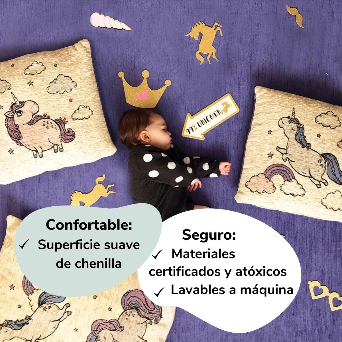 Trío de Fundas de Cojines infantiles - Unicornios