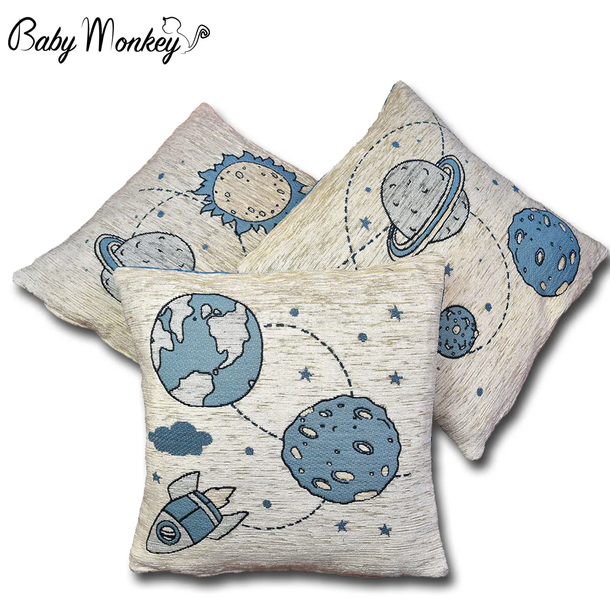 Space and Planet Trio of Cushion Covers for kids' room