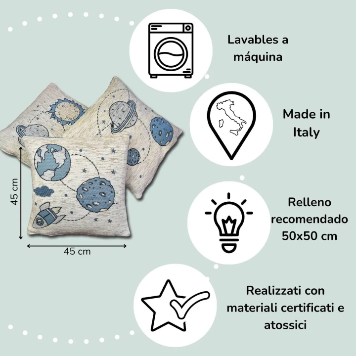 Space and Planet Trio of Cushion Covers for kids' room