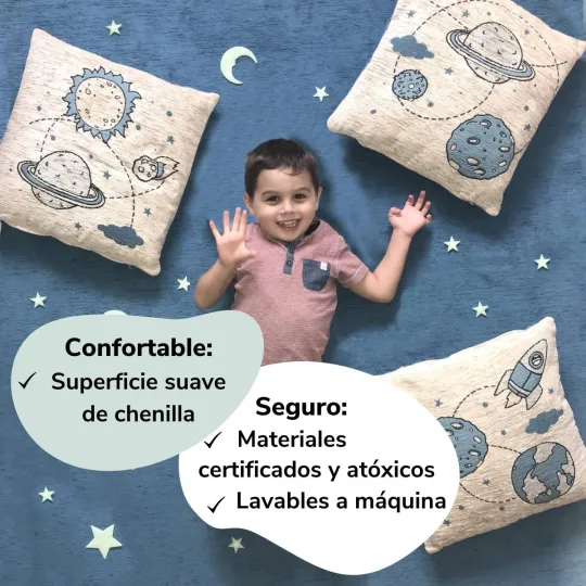 Trío de Fundas de Cojines infantiles - espacio y planetas