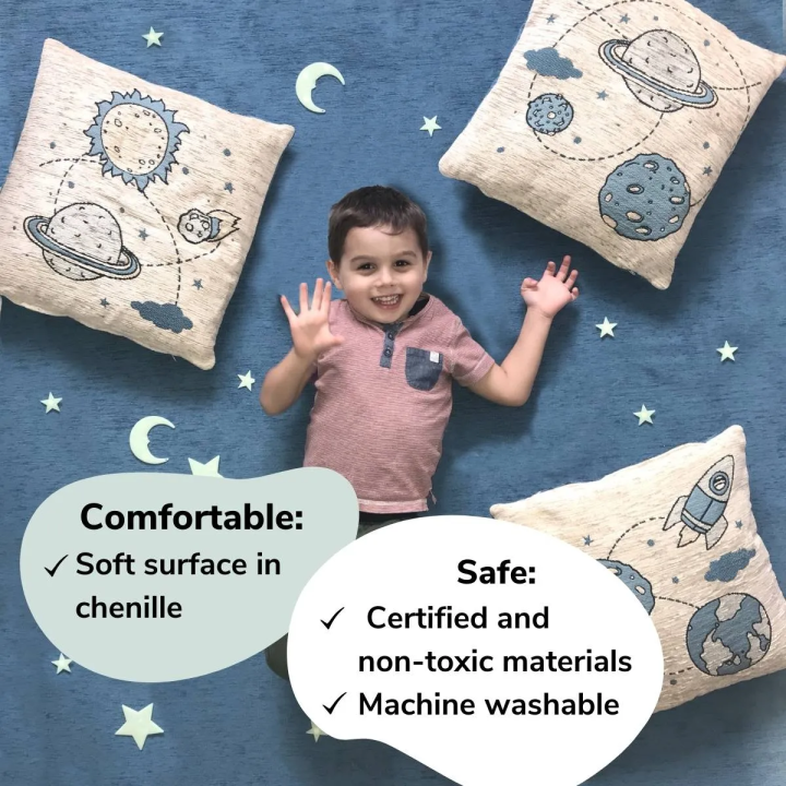 Trío de Fundas de Cojines infantiles - espacio y planetas