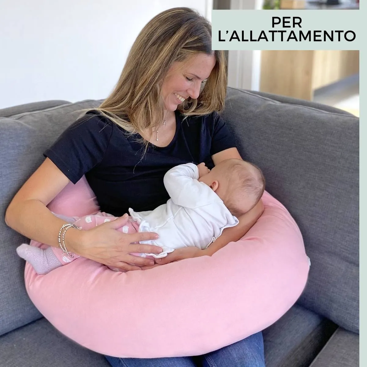  Cojín de lactancia materna para mujeres embarazadas, almohada  de bebé, almohada lateral para dormir, multifunción tipo U (color: rosa,  tamaño: 51.2x27.6 in) : Bebés