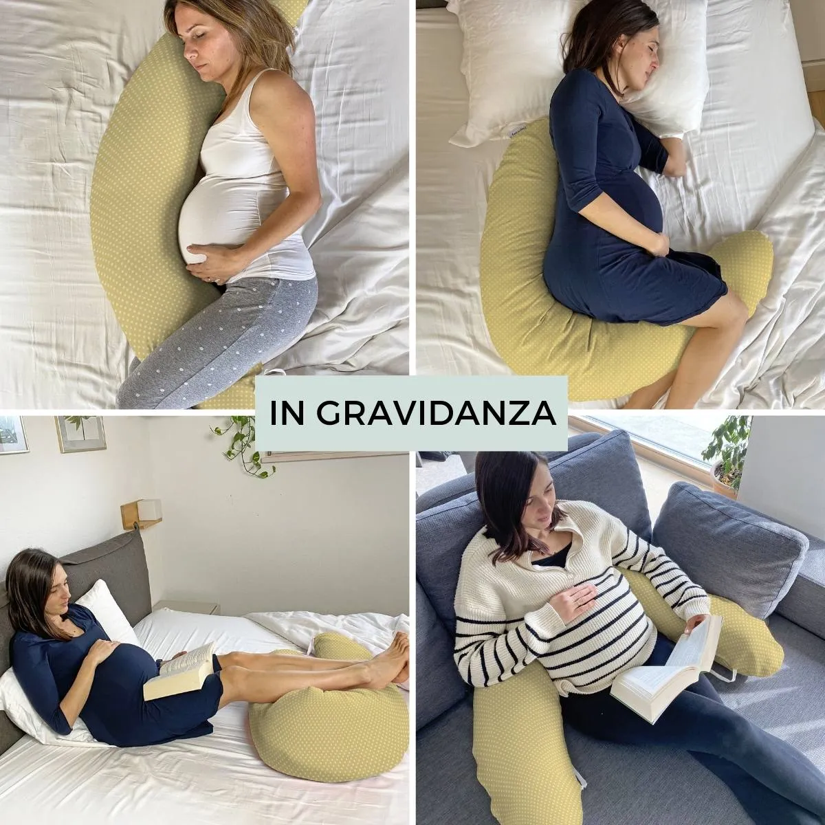 Pregnancy & Nursing Pillow - Yellow Polka dots