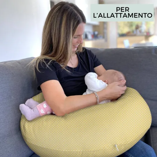 Pregnancy & Nursing Pillow - Yellow Polka dots