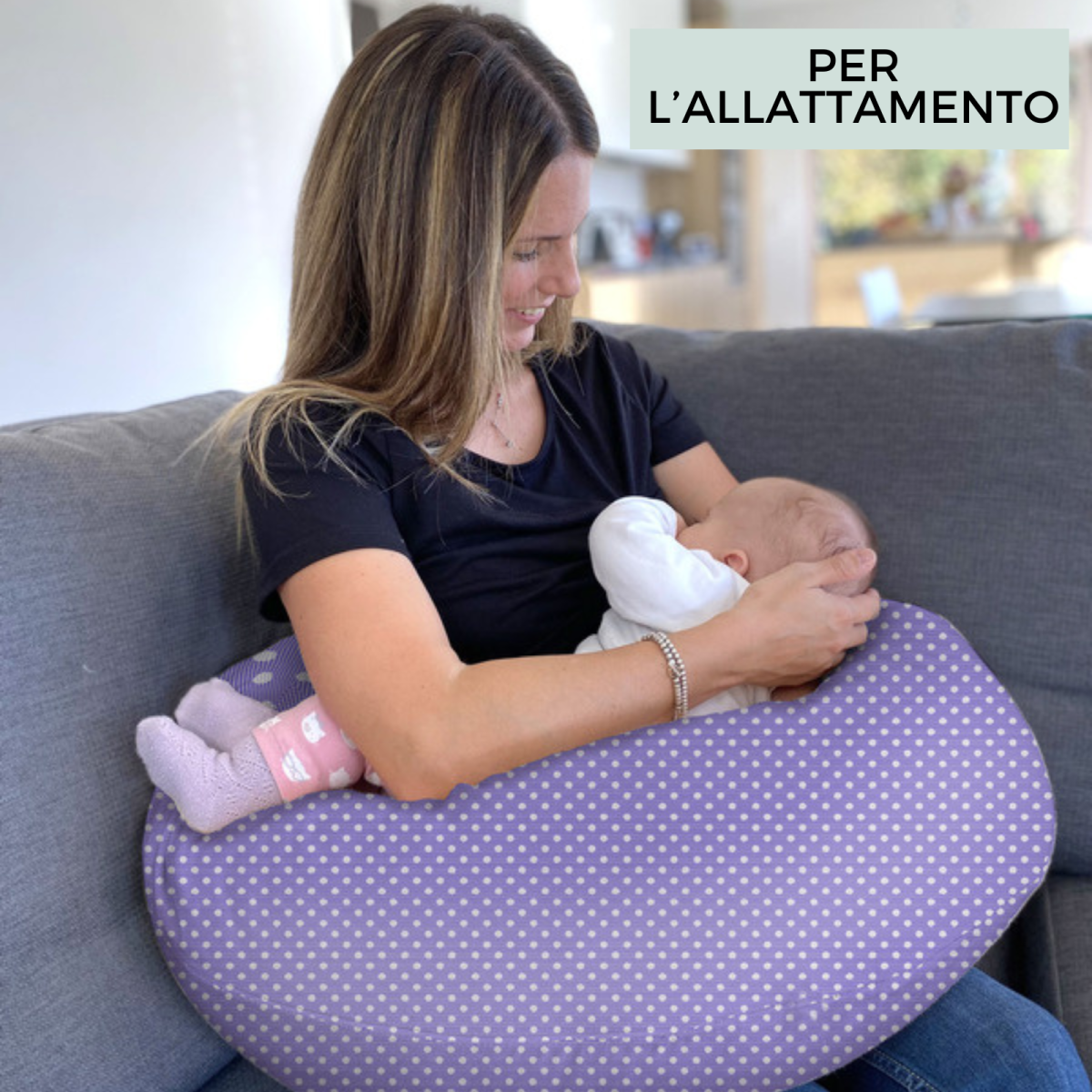 Coussin D'allaitement PaLulli Avec Housse - Confort Grossesse Et Bébé - Grand Format 140cm Circonférence - Housse Coton Lavable