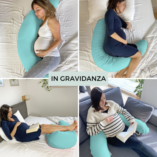 Pregnancy & Nursing Pillow - Light Blue Pois