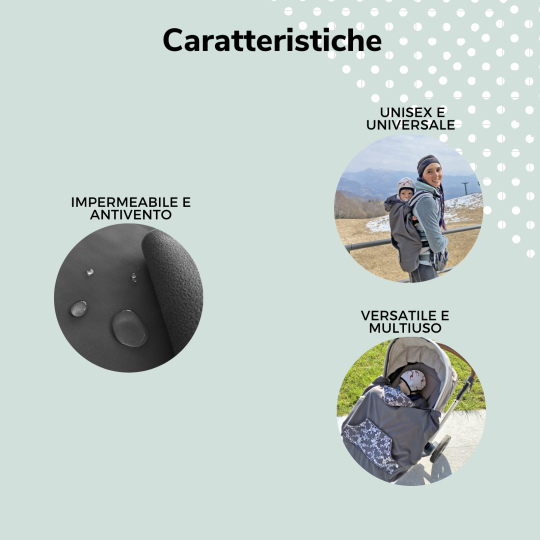 Cover Babywearing Mezza Stagione - Grigio chiaro