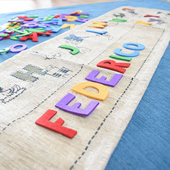 Geschenkidee Spielmatte mit Alphabet und Buchstaben